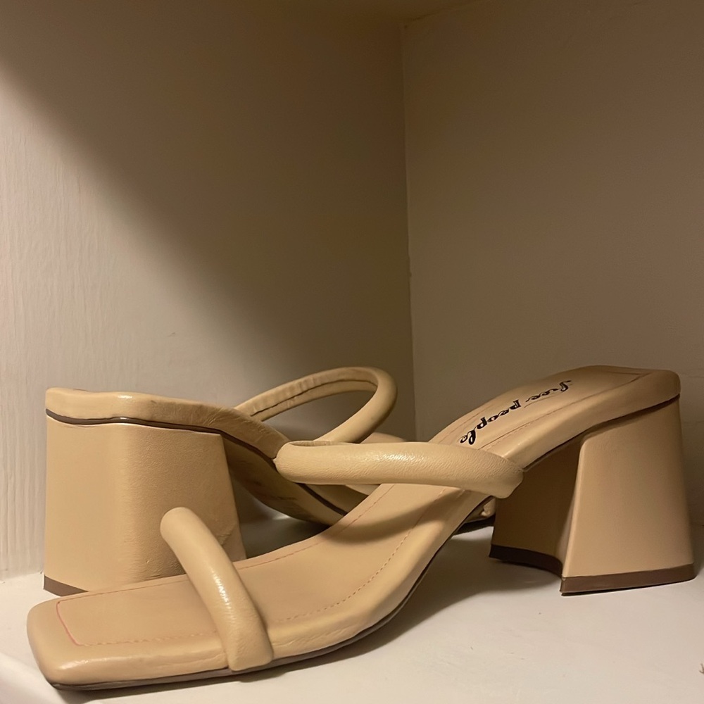 Free People Cream Block Heel Sandals